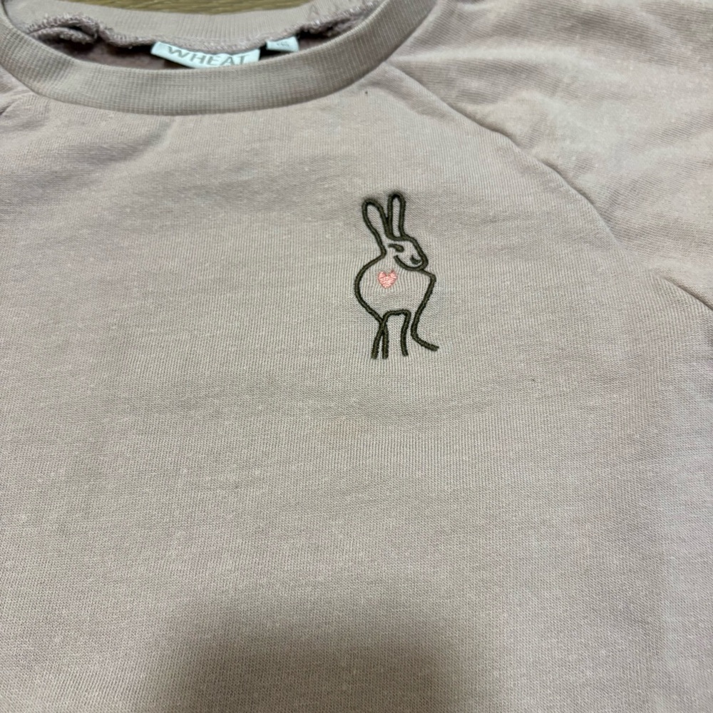Wheat Dusty Purple Fleece Lined Cotton / Wool  Sweatshirt Embroidered Bunny Logo - Picture 4 of 7